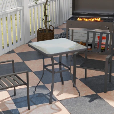 Outsunny 27" Square Bistro Table, Outdoor Glass Dining Table