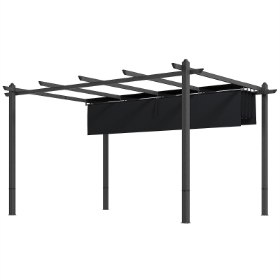 Outsunny 10' x 13' Aluminum Retractable Pergola, Gray Shade Shelter