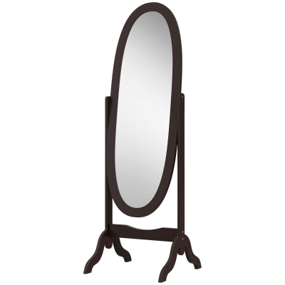HOMCOM Floor Standing Mirror Full Length Mirror with Adjustable Angle Oval Frame for Dressing Room Bedroom Living Room Coffee