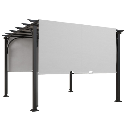 Outsunny 10' x 10' Outdoor Pergola Patio Gazebo Canopy Sun Shelter, Steel Frame, White