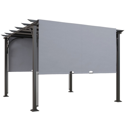 Outsunny 10' x 10' Outdoor Pergola Patio Gazebo Canopy Sun Shelter, Steel Frame, Grey