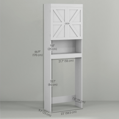 HOMCOM Over The Toilet Cabinet, Modern Bathroom Above Toilet Storage ...