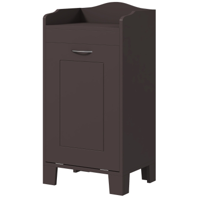 HOMCOM Tilt-Out Laundry Cabinet with Tabletop & Hamper, Coffee