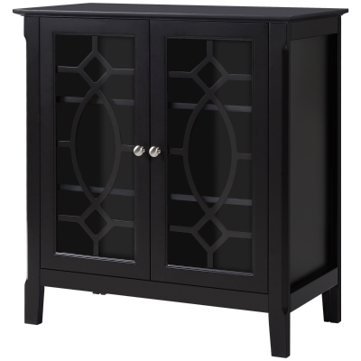 HOMCOM Sideboard Cabinet, Buffet Table with Double Framed Glass Doors, 2 Adjustable Shelves and Elevated Base Espresso