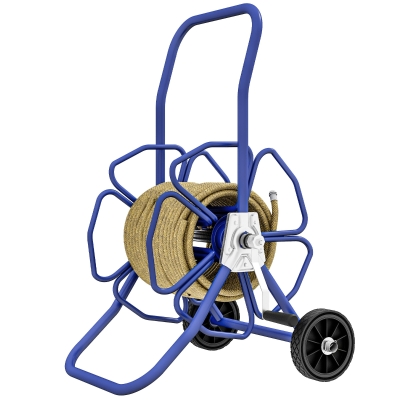 Outsunny Hose Reel Cart, Portable for 98' of 5/8" Hose, Blue
