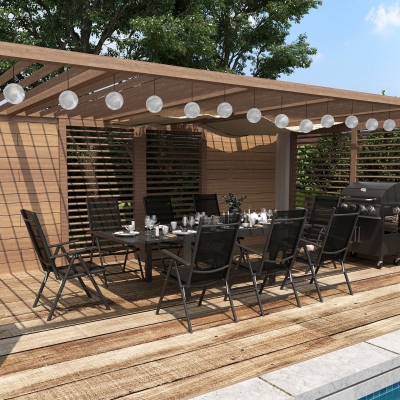 Patio Dining Set 106.25"L x 35.5"W x 29.5"H Black