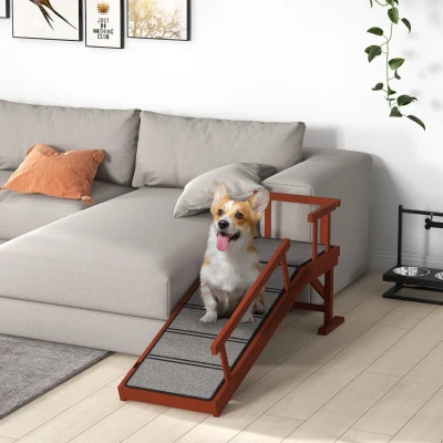 PawHut 49" Wooden Dog Ramp, Non-Slip, Brown