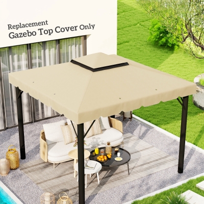 Outsunny 10' x 10' Gazebo Replacement Canopy, Gazebo Top Cover with Double Vented Roof for Garden Patio Outdoor TOP ONLY, Beige