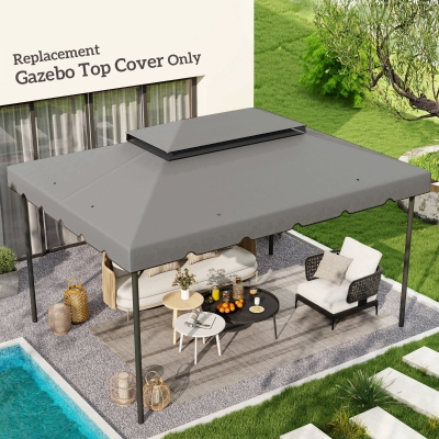 Outsunny 13' x 10' Gazebo Replacement Canopy, Gazebo Top Cover with Double Vented Roof for Garden Patio(TOP ONLY), Grey