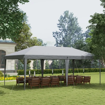 Outsunny 10' x 20' Heavy Duty Pop Up Canopy Tent, Gray