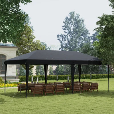 Outsunny 10' x 20' Heavy Duty Pop Up Canopy Tent, Black