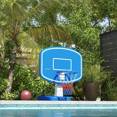 Soozier 2-in-1 Pool Basketball Hoop Poolside & Volleyball Set, Portable Basketball Hoop with Fillable Base