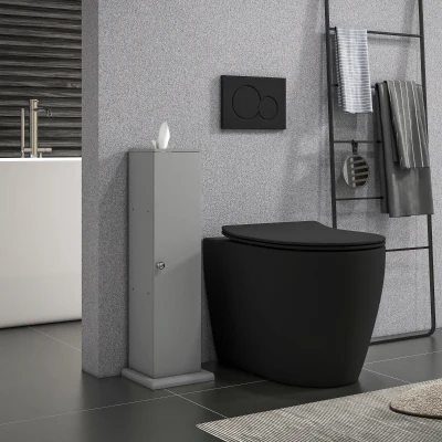 HOMCOM Small Bathroom Corner Cabinet with Doors & Shelves, Gray