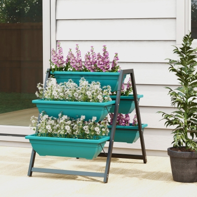 Outsunny 3-Tier Vertical Raised Garden Planter with 5 Boxes, Outdoor Plant Stand Grow Container for Vegetable Flowers