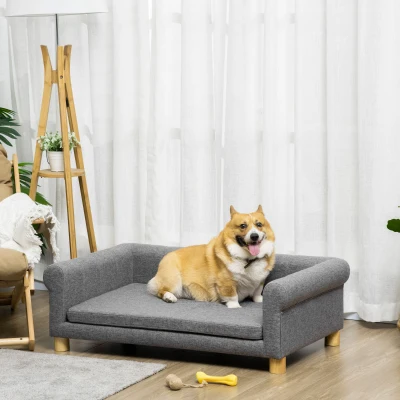 PawHut Dog Couch Bed, Medium to Large Pet Sofa, Dark Gray