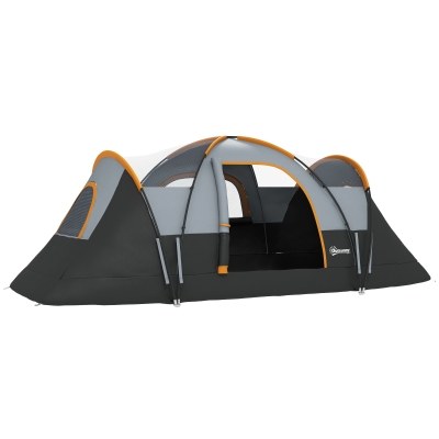 Outsunny 5-6 Person Family Tent, Outdoor Camping Tent with Lighting Hook, Carrying Bag for Camping, Hiking and Travelling, Cream