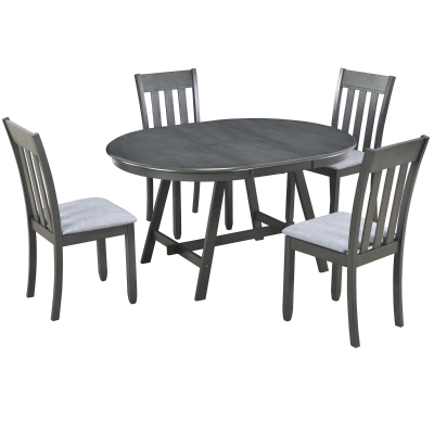 5-Piece Wood Dining Table Set, Gray