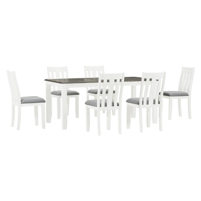 Retro Style 7-Piece Dining Table Set with Extendable Table, Antique brown