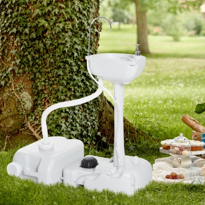 Kleankin Portable Camping Sink, 4.5 Gallon, White