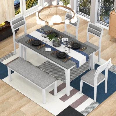 6-Piece Dining Set, White+gray
