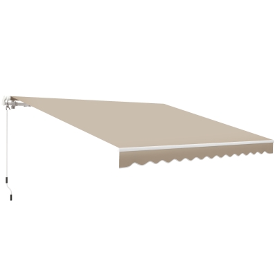 Outsunny 12' x 10' Retractable Awning Patio UV Resistant Fabric and Aluminum Frame for Deck, Balcony, Yard, Cream White