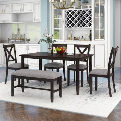 6-Piece Kitchen Dining Table Set, Espresso