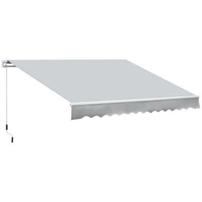 Outsunny 12' x 8' Retractable Patio Awning, Light Gray