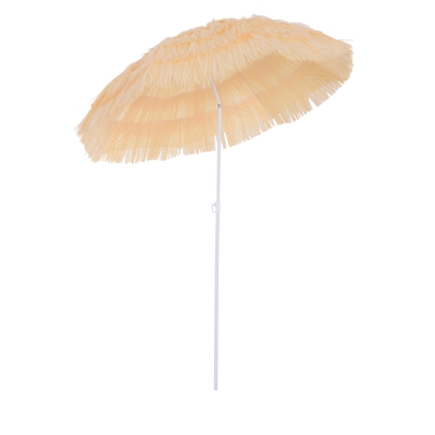 Outsunny 6FT Beach Umbrella Tilt Sunshade Height Adjustable Outdoor Market Patio Yard Crank Deck Sun Shade, Wheat