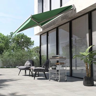 Outsunny 12' x 10' Retractable Patio Awning, Green