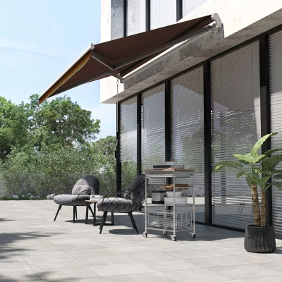 Outsunny 12' x 10' Retractable Awning, UV & Water-Resistant