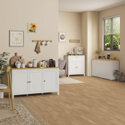 HOMCOM Sideboard Cabinet, Buffet Table with 2 Double Doors and Adjustable Shelves for Living Room, Entryway, White