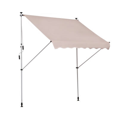 Outsunny 6.6'x5' Manual Retractable Patio Awning Window Door Sun Shade Deck Canopy Shelter Water Resistant UV Protector Beige