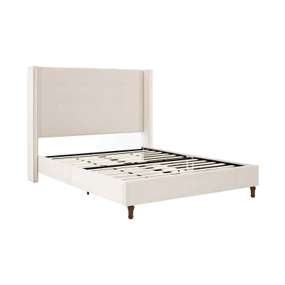 Peyton Upholstered Queen Bed Frame, Ivory