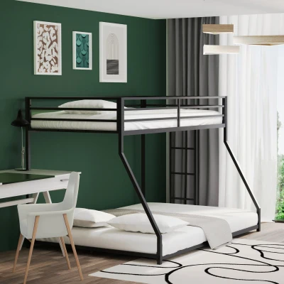 Adam Twin Over Full Metal Bunk Bed Frame, Black