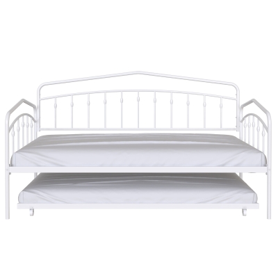 Fox Twin Metal Daybed Frame with Twin Trundle, White