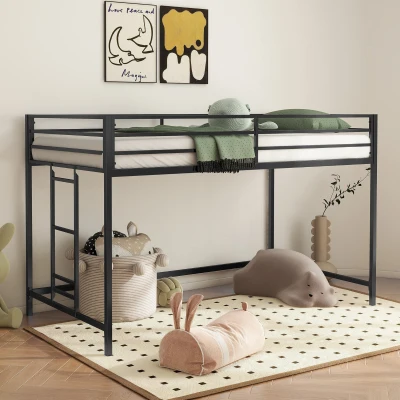 Junior Twin Loft Bunk Bed Frame, Black