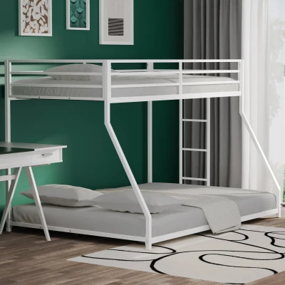 Adam Twin Over Full Metal Bunk Bed Frame, White