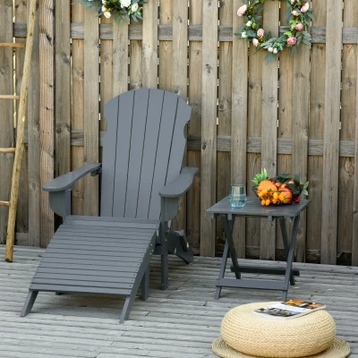 Outsunny 3-Piece Folding Adirondack Chairs Set, Gray