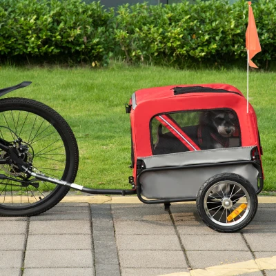 Aosom 2-in-1 Pet Bike Trailer for Small Dogs, Red