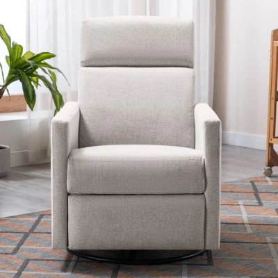 Modern Upholstered Rocker Nursery Chair, Tan