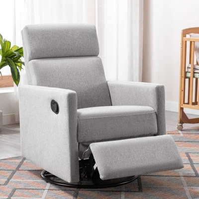 Modern Upholstered Rocker Nursery Chair, Gray