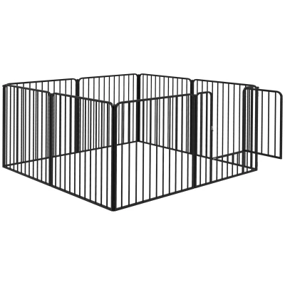 PawHut Dog Fence Outdoor 8 Panels 31.5" Height Steel Pet Exercise Pen Indoor, for Small and Medium Dogs