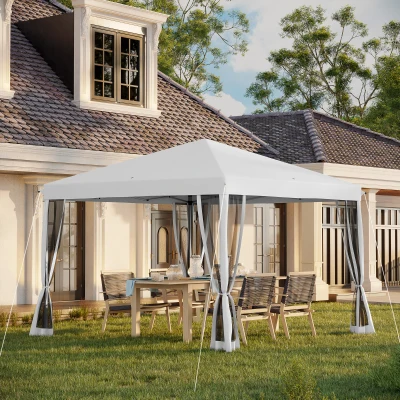 Outsunny 10' x 10' Outdoor Canopy with Sidewalls, Cream White