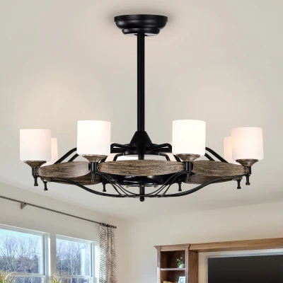 33" Chandelier Ceiling Fan with Remote, Wood