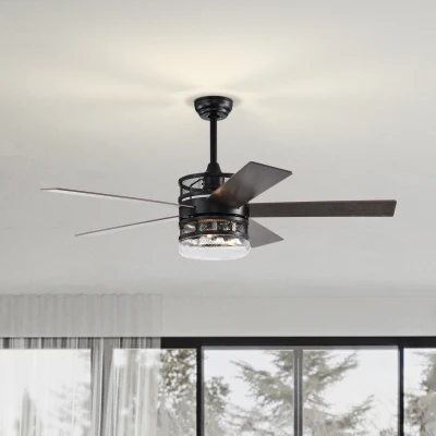 52-Inch 5-Blade Lighted Ceiling Fan with Remote Control, Matte Black