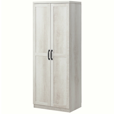 HOMCOM 63" Kitchen Storage Cabinet, 5-tier Pantry Cabinet with Doors and Adjustable Shelves for Dining Room, Distressed White