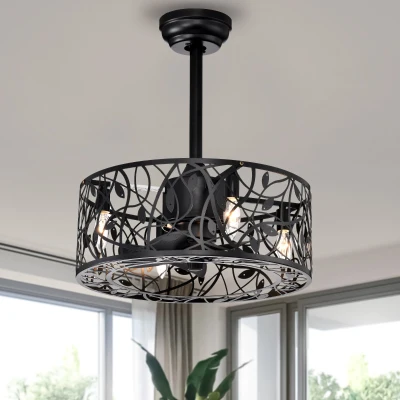 18" Industrial Style Ceiling Fan with 5 Blades, Matte Black
