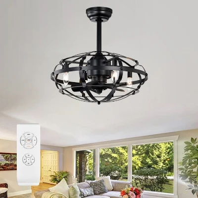 Industrial Bladeless Ceiling Fan with Lights, Matte Black
