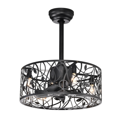 18" Industrial Style Ceiling Fan with 5 Blades, Matte Black