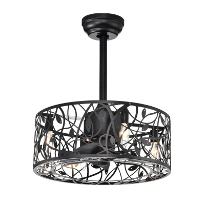 18" Industrial Style Ceiling Fan with 5 Blades, Matte Black